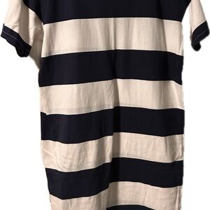 J. Crew Navy and Cream Striped Knit Dress